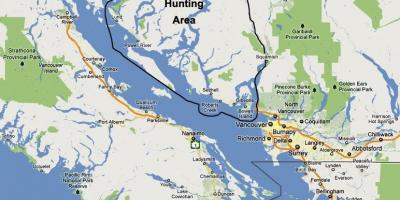 Kartta vancouver island metsästys