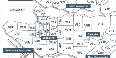 Vancouver island postinumerot kartta