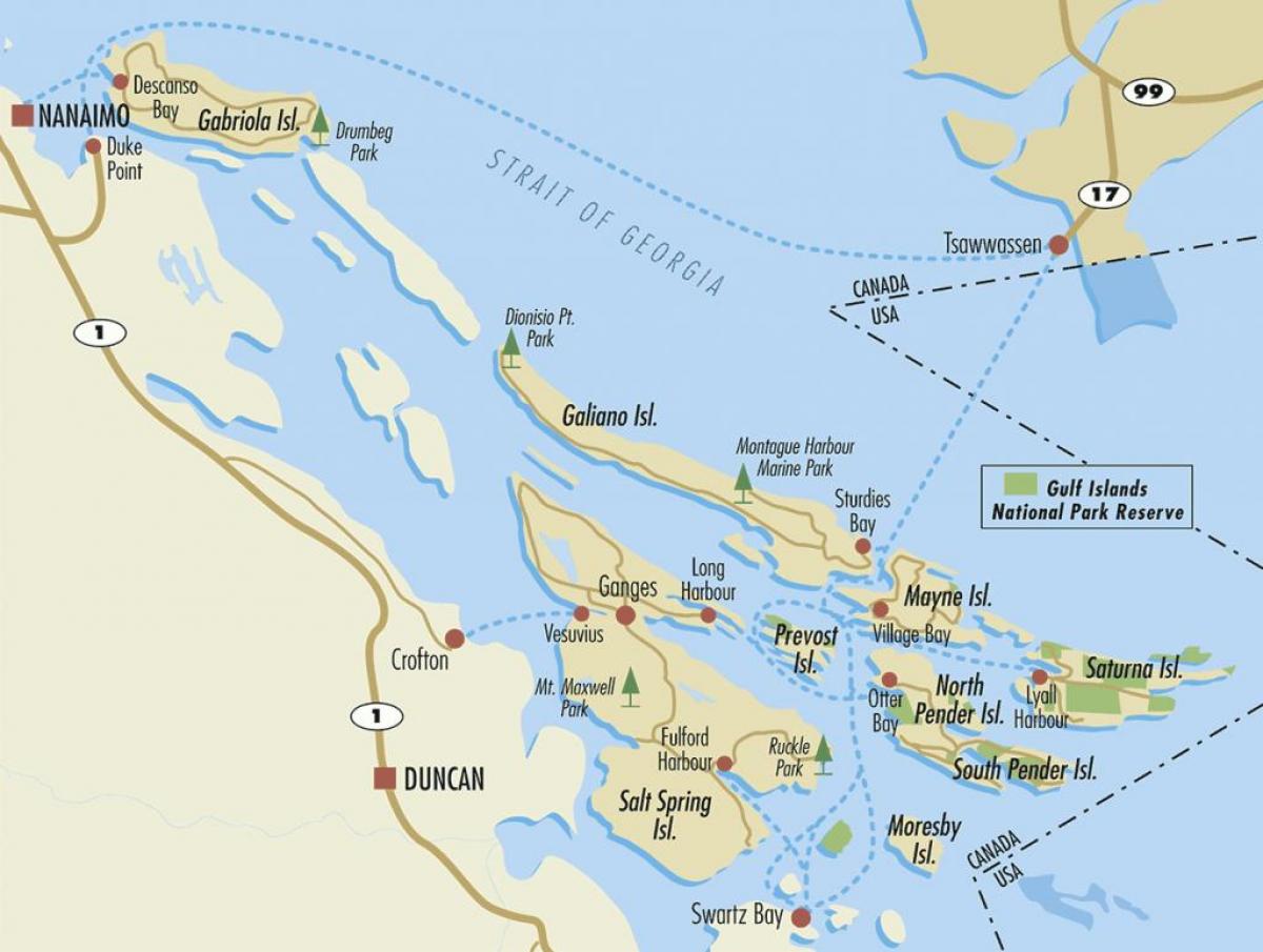 kanadan gulf islands kartta