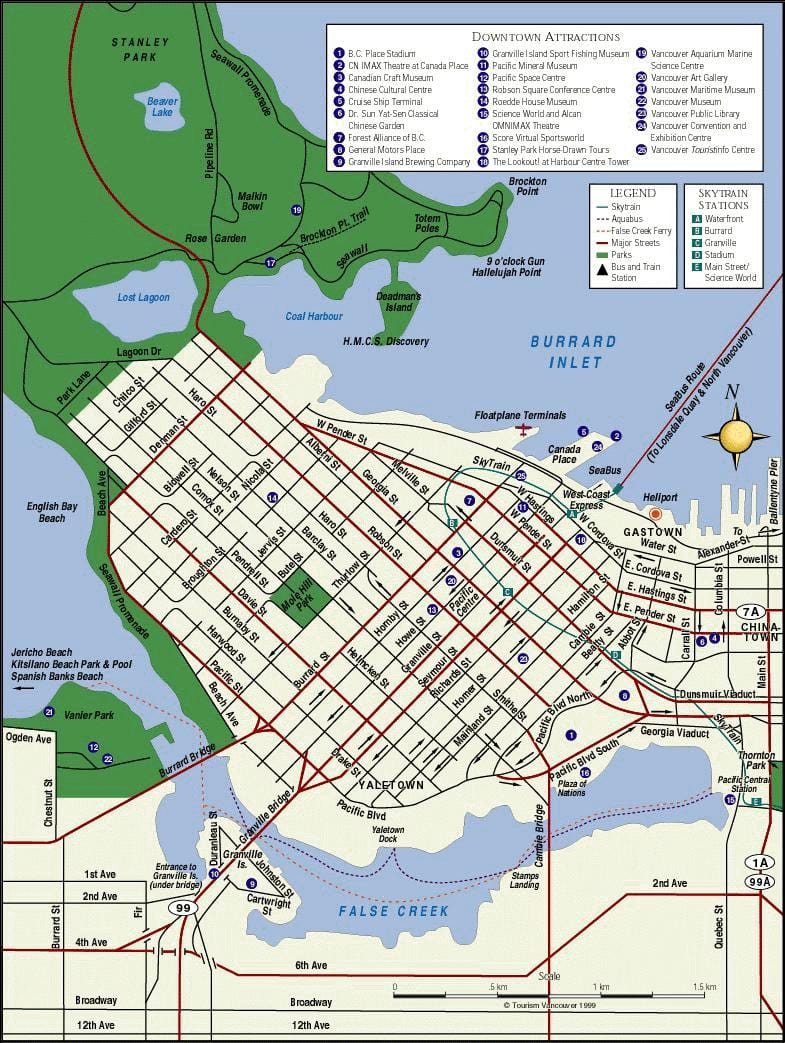 vancouver bc nähtävyydet kartta