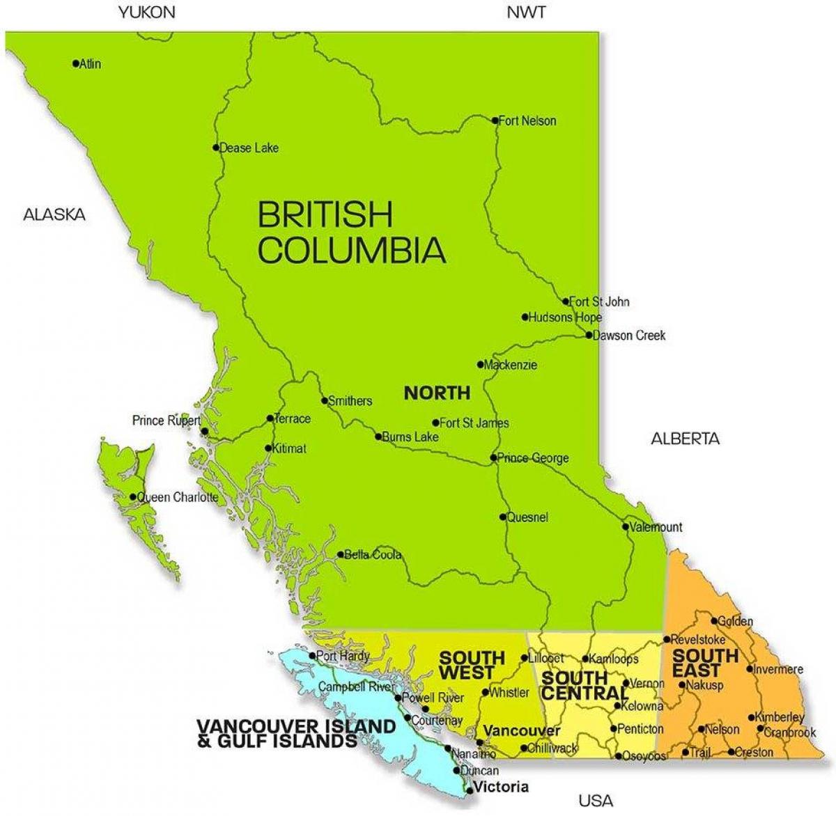 Kartta british columbia alueilla