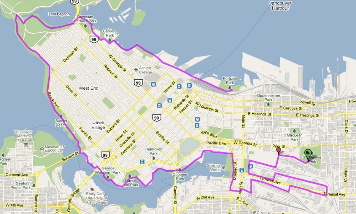 kaupungin vancouver bike kartta