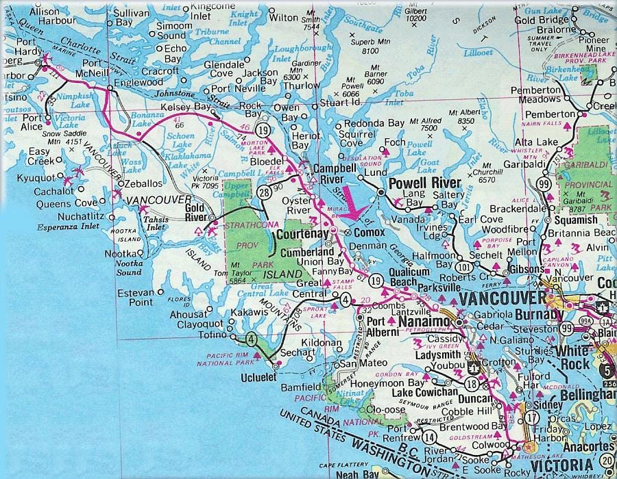 Kartta vancouver island järvet