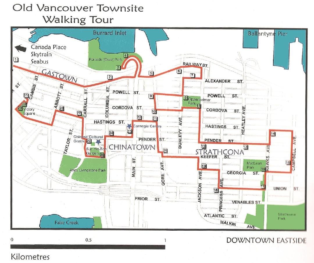vancouver walking tour kartta
