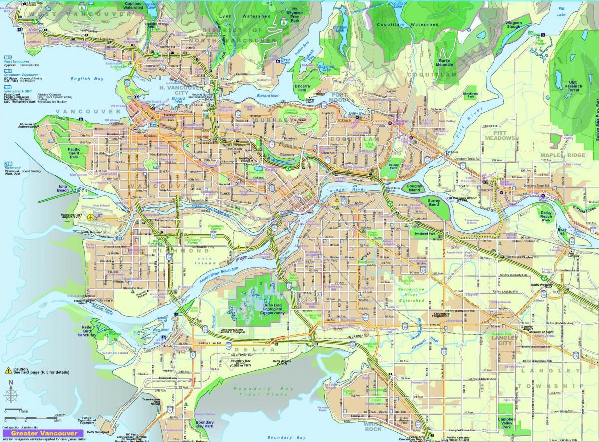 kaupungin kartta vancouver, bc, kanada