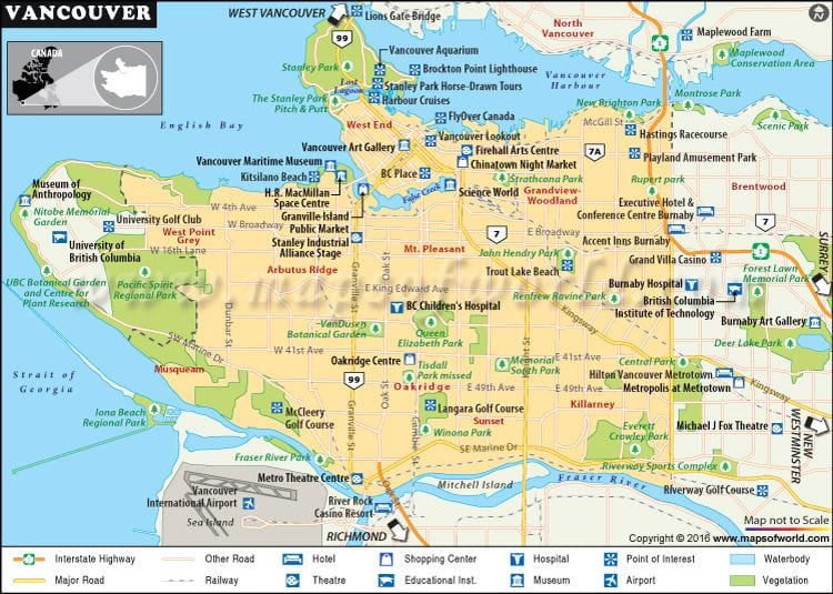 Kartta vancouver kanada nähtävyydet