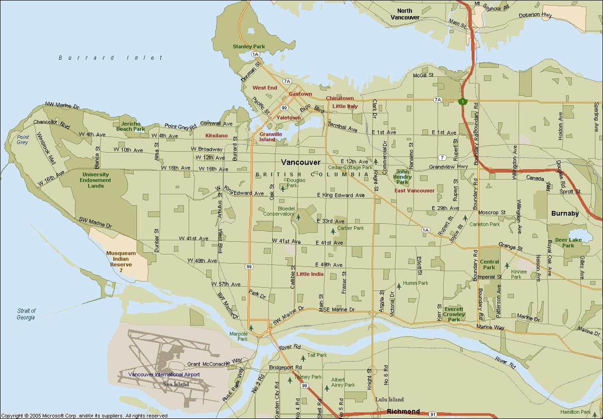 vancouver sijainti kartalla