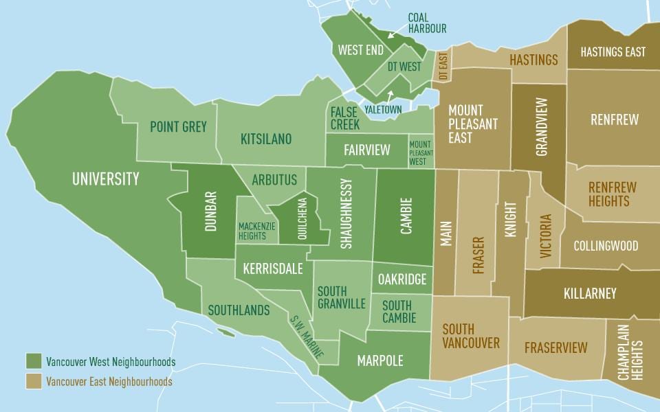 Kartta vancouver naapurustossa