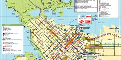 Vancouverin kartta kanssa nähtävyyksiä