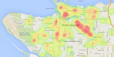 Kartta vancouver lämpöä