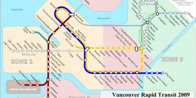 Kartta vancouver lentokenttä juna